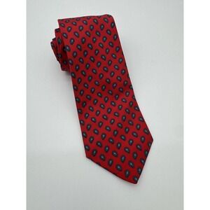 Briar Handmade Red Silk Tie Paisley Pattern Made in USA Classic Mens Necktie